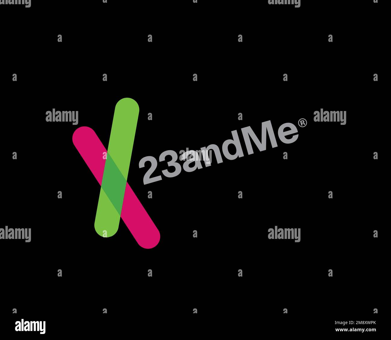 23andMe, rotated logo, black background Stock Photo Alamy