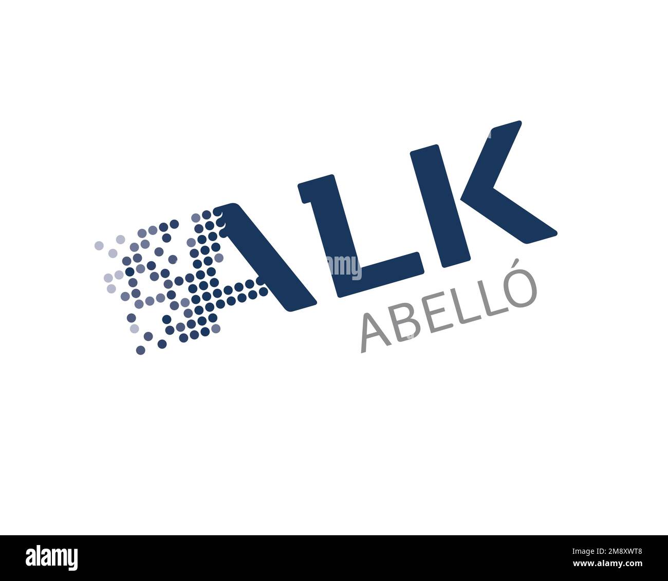 ALK Abello, rotated logo, white background Stock Photo