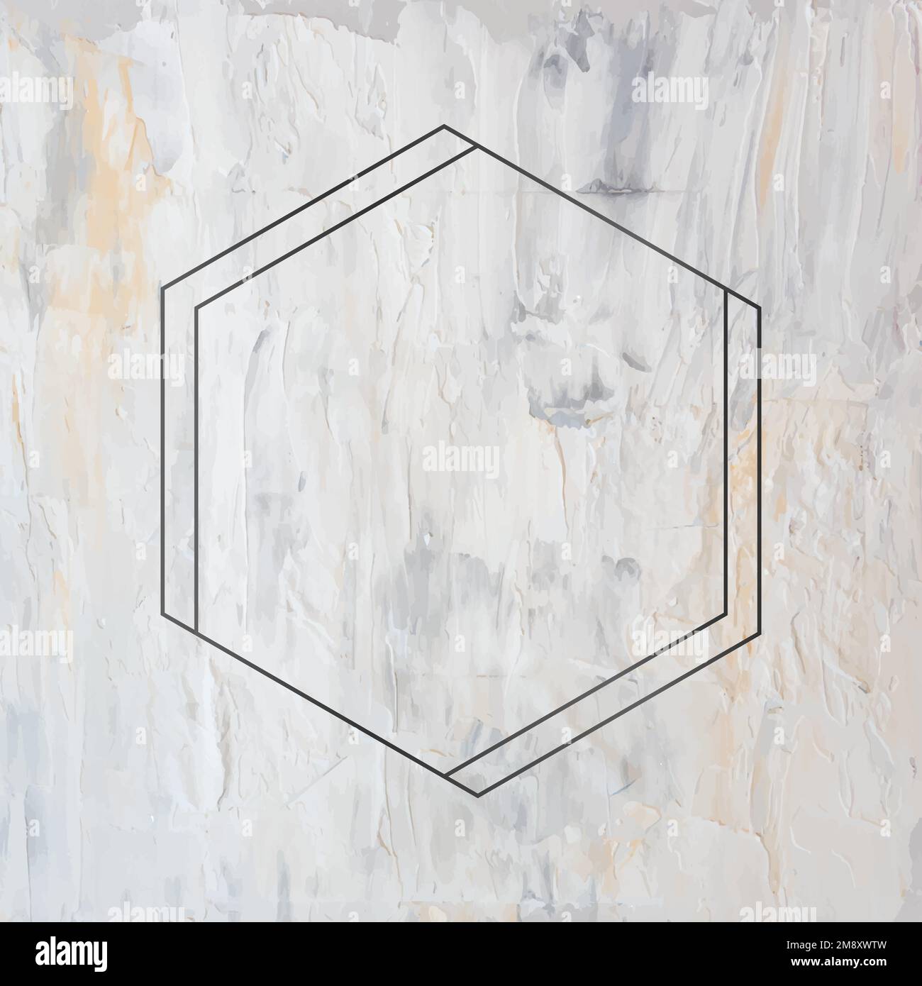 Hexagon black frame on grunge background vector Stock Vector