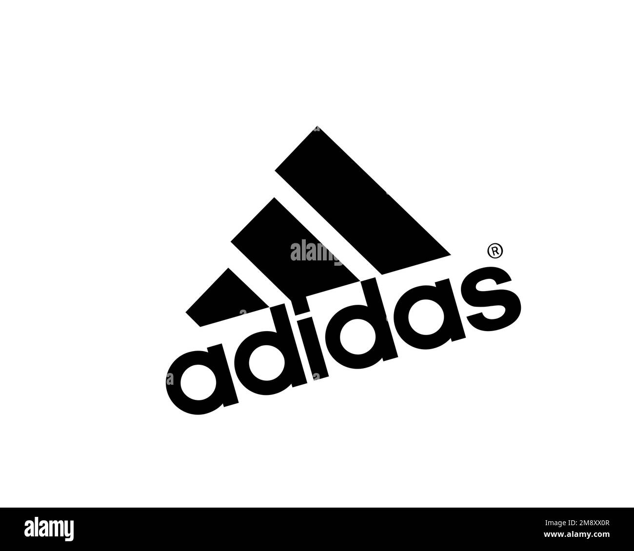 Adidas, Rotated Logo, White Background Stock Photo