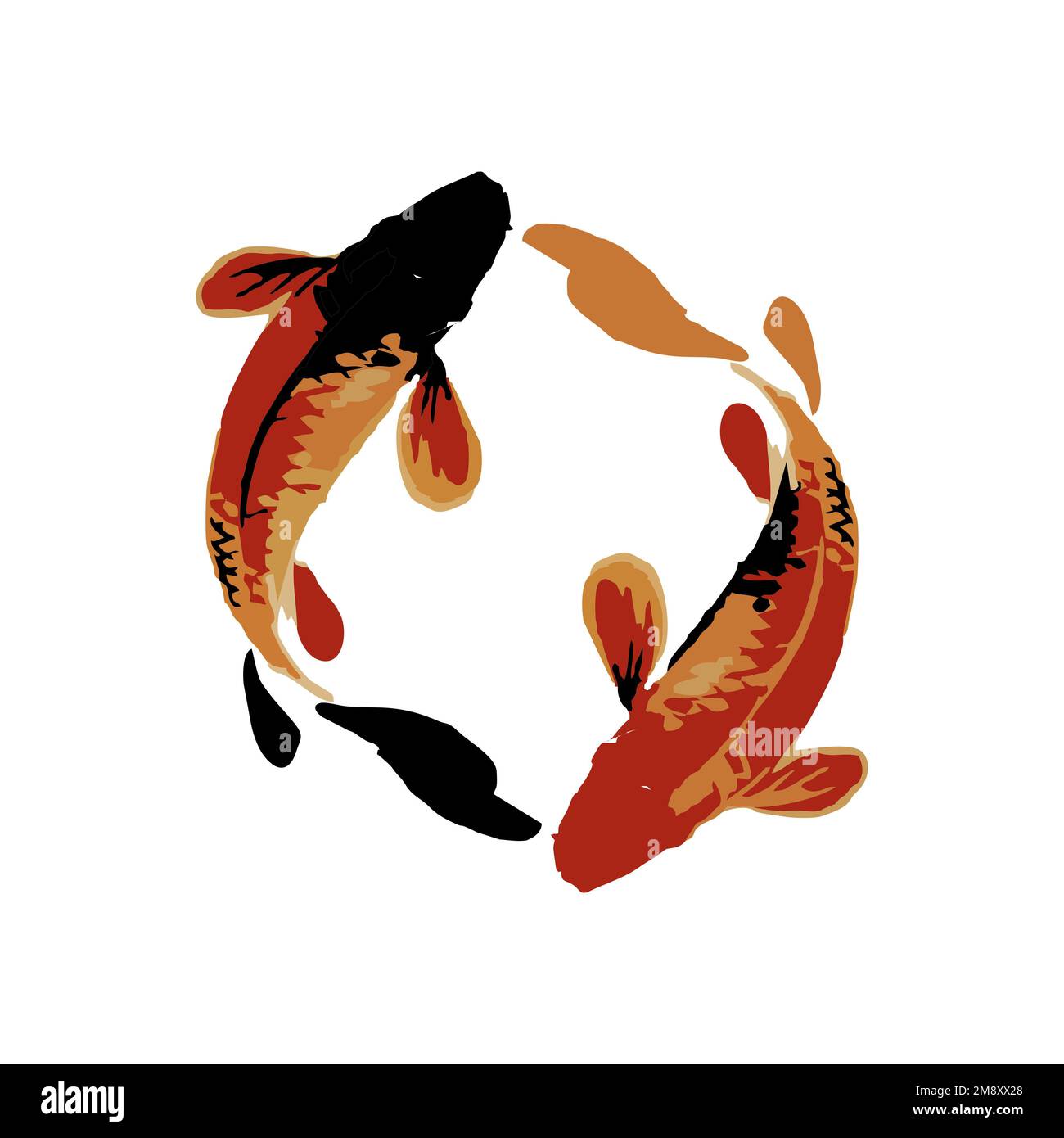 koi fish illustration in in art splash japan style art vector Stock Photo