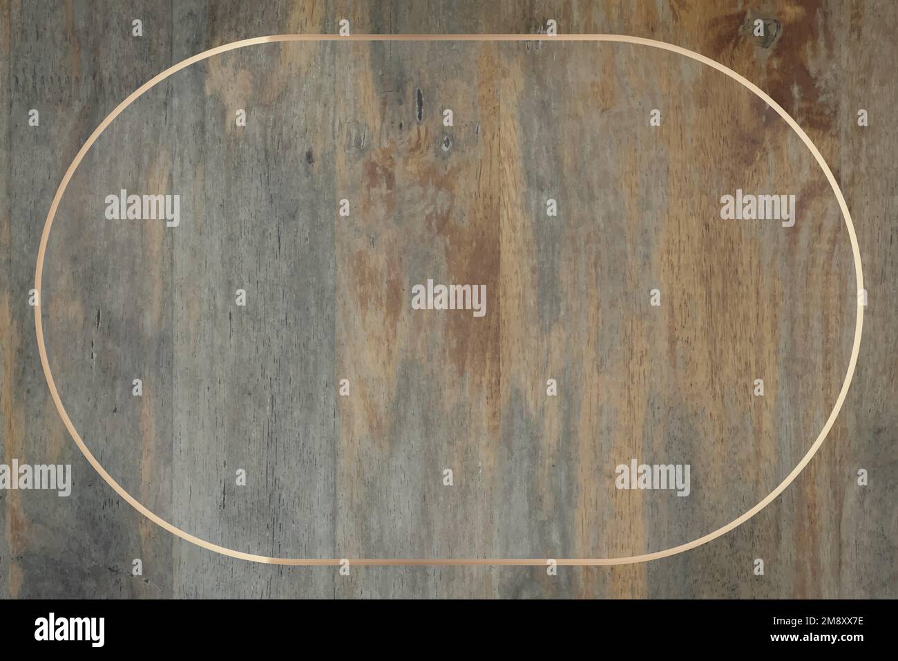 Gold frame on grunge wooden background vector Stock Vector