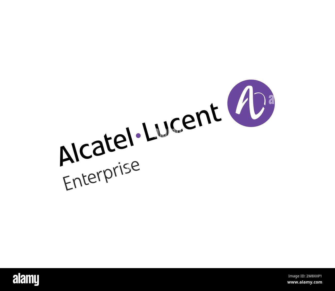 Alcatel Lucent Enterprise, Rotated Logo, White Background Stock Photo