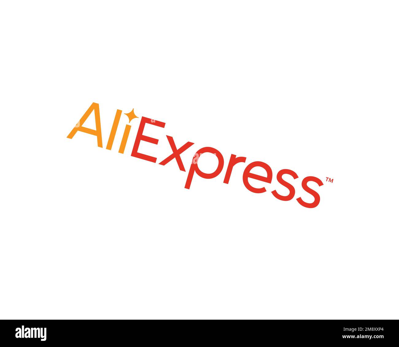 AliExpress, rotated logo, white background B Stock Photo