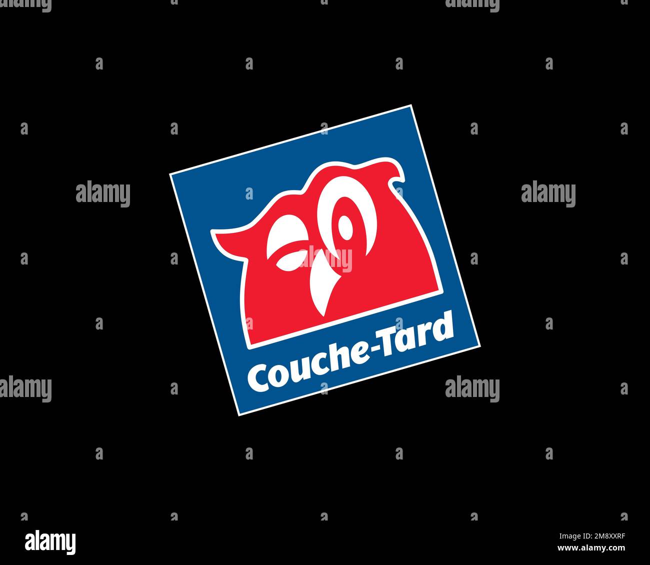 Alimentation Couche Tard, Rotated Logo, Black Background Stock Photo