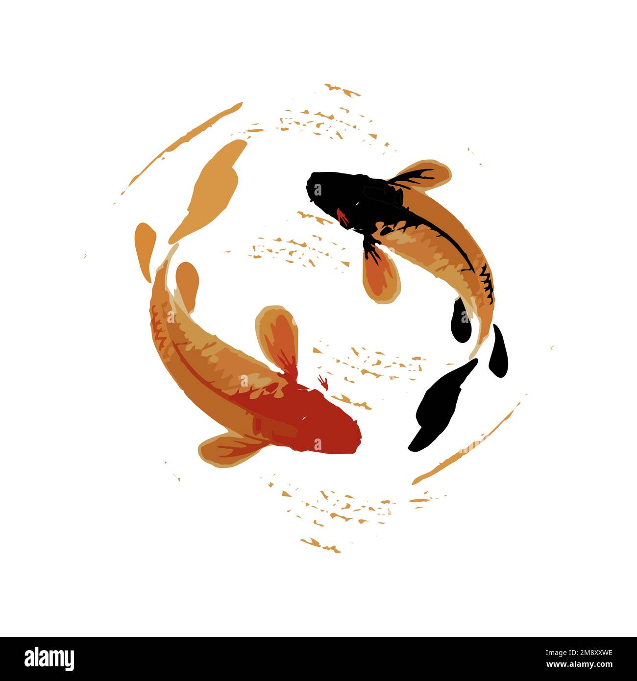 koi fish illustration in in art splash japan style art vector Stock Photo