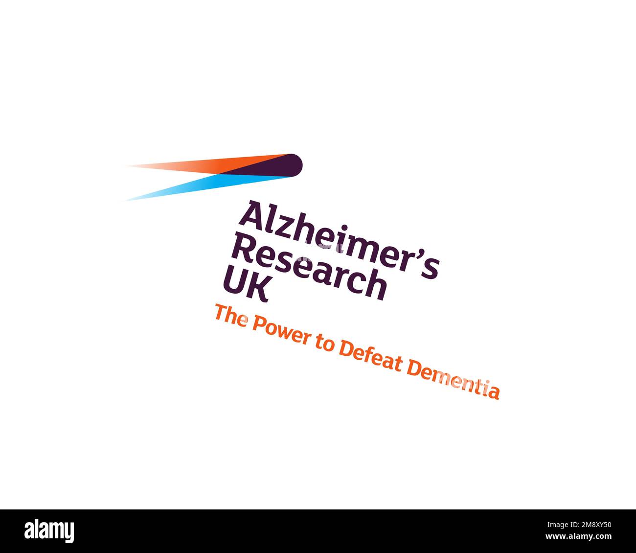 Alzheimer's Research UK, Rotated Logo, White Background B Stock Photo