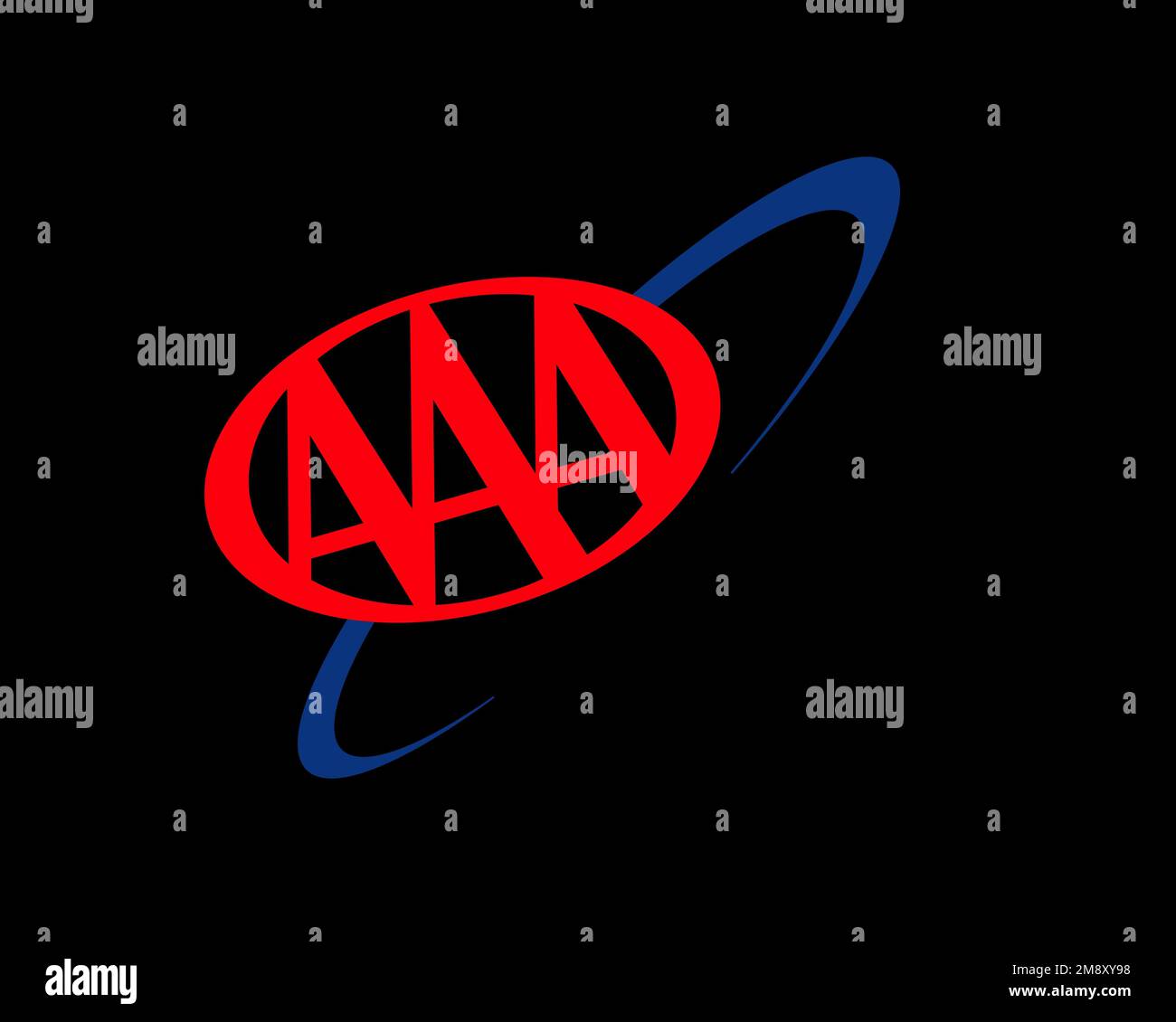 American Automobile Association, rotated logo, black background Stock