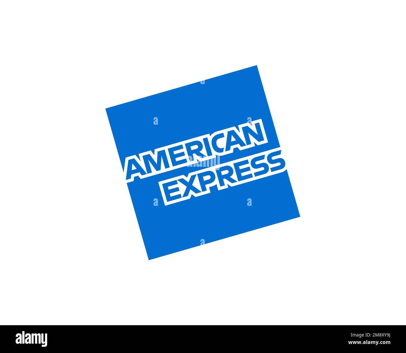 American Express, rotated logo, white background Stock Photo