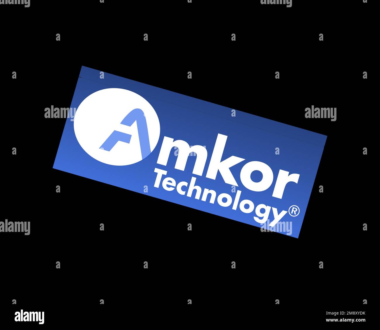 Amkor Technology, rotated logo, black background B Stock Photo - Alamy