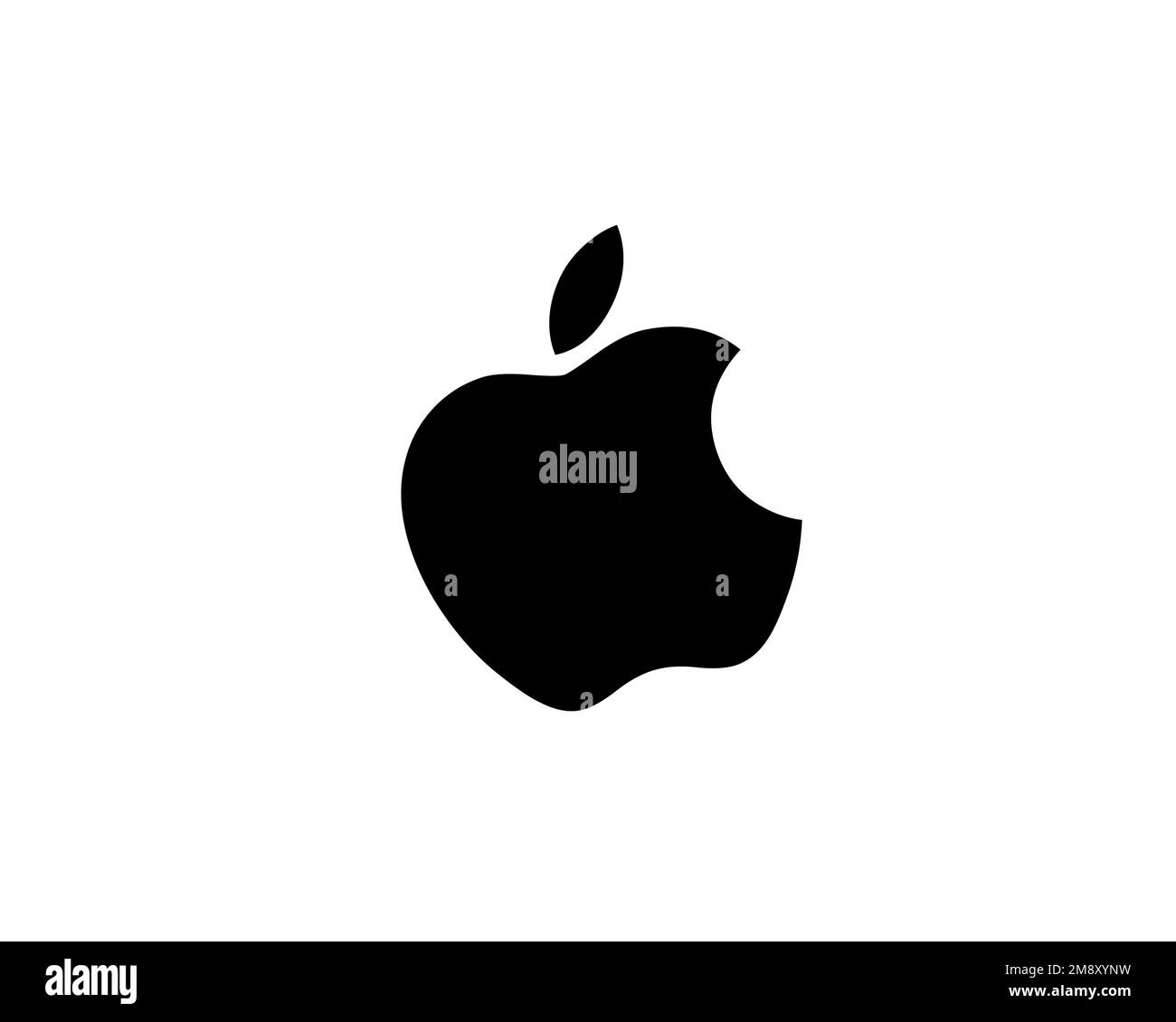 Apple Inc. rotated logo, white background Stock Photo