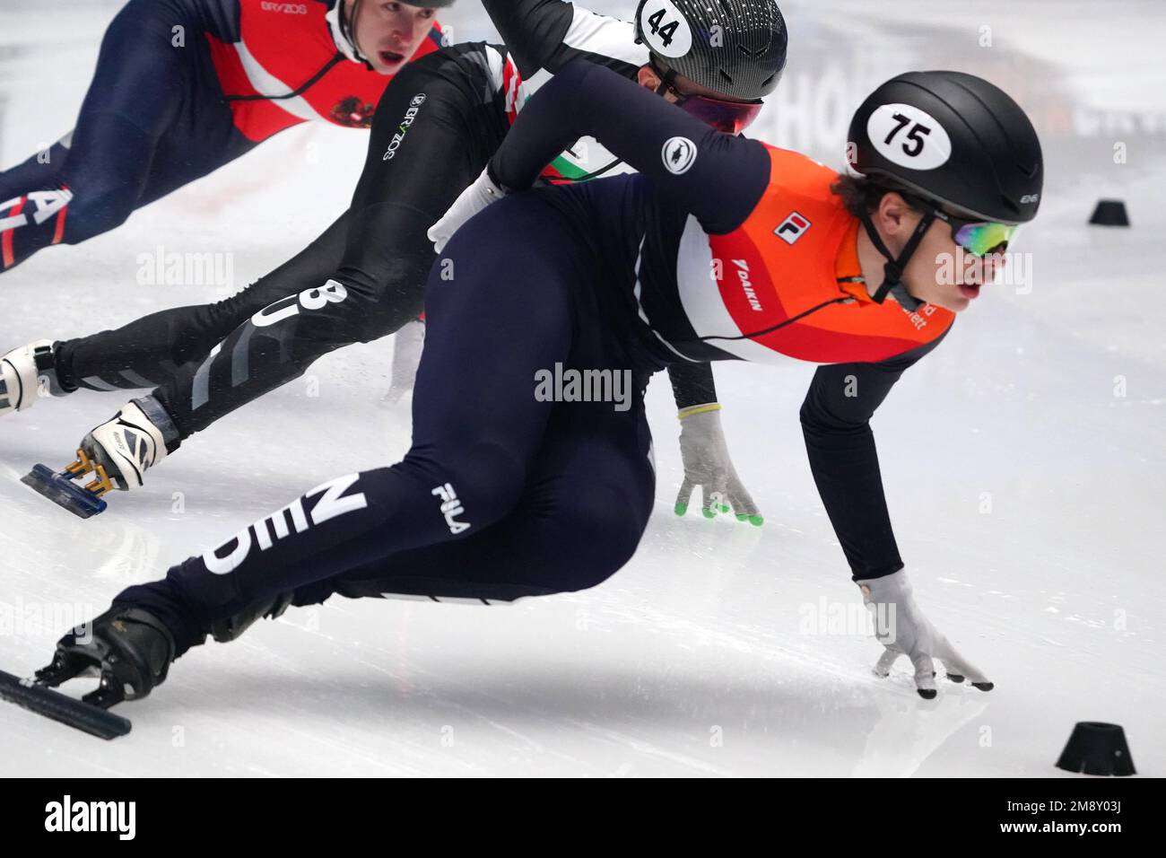 Melle van t Wout (NED) on the 1000m heat men during ISU European ...