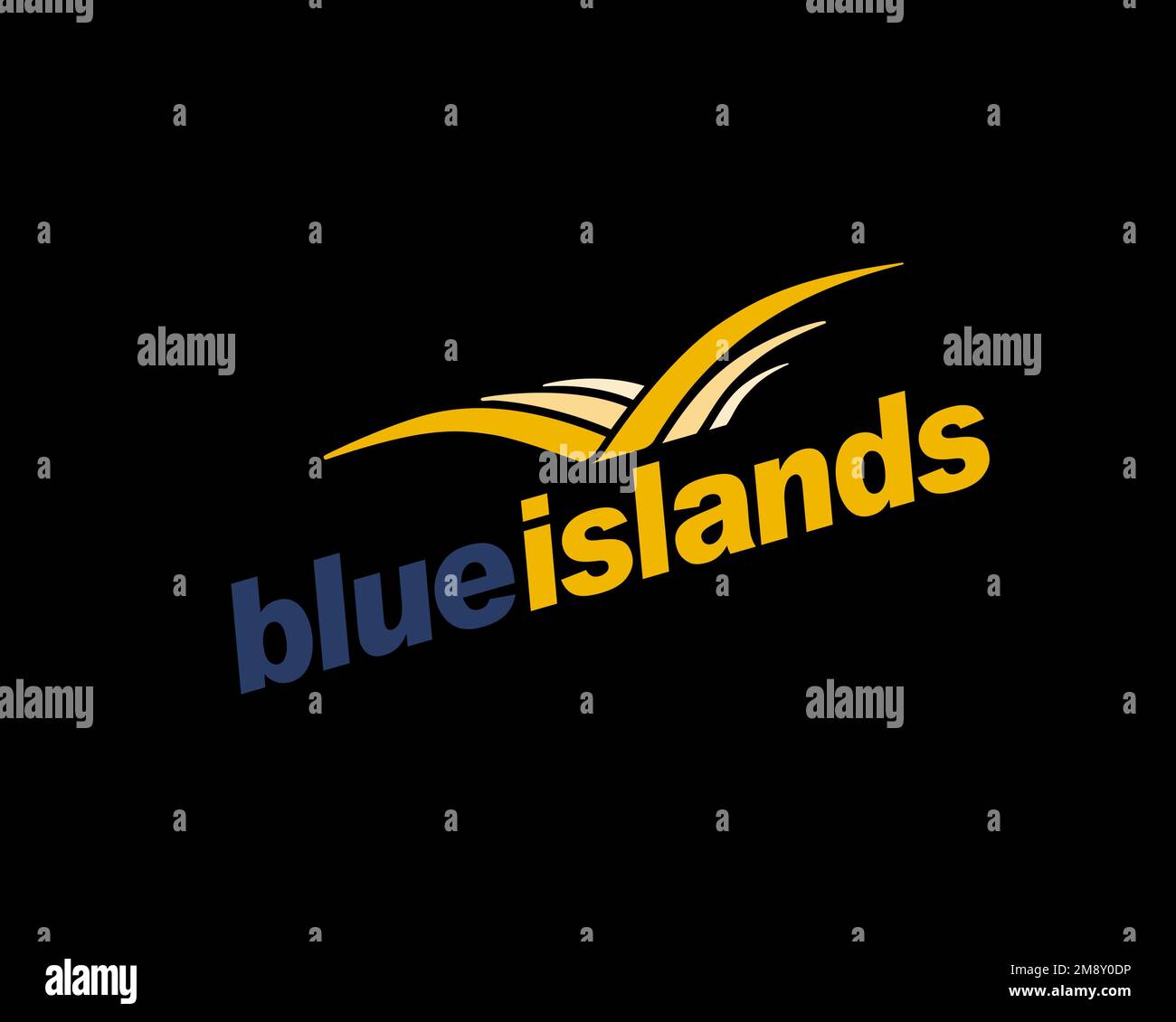Blue Islands, rotated logo, black background Stock Photo Alamy