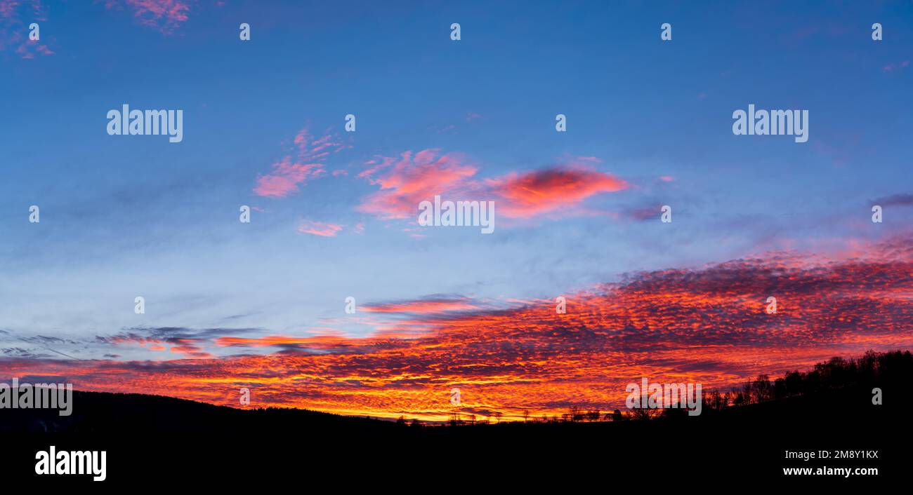 Panorama sunset sky and cloud background Stock Photo - Alamy