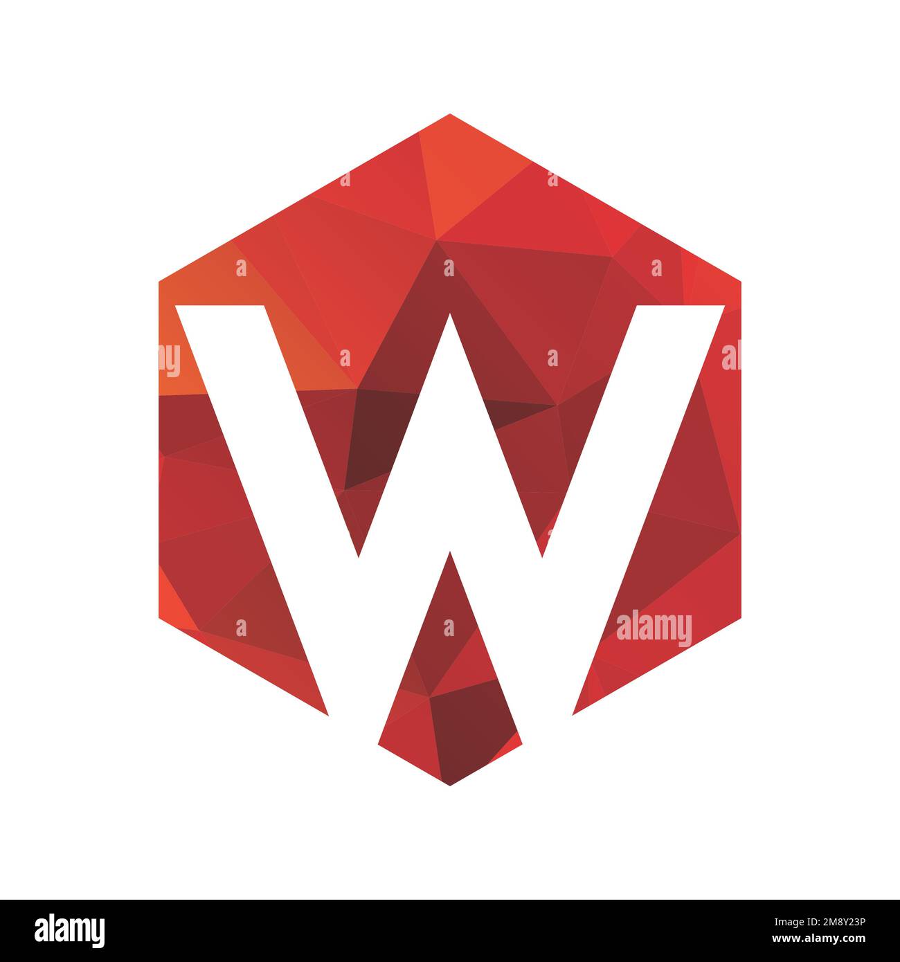 W red polygonal logo and vector icon Stock Photo - Alamy