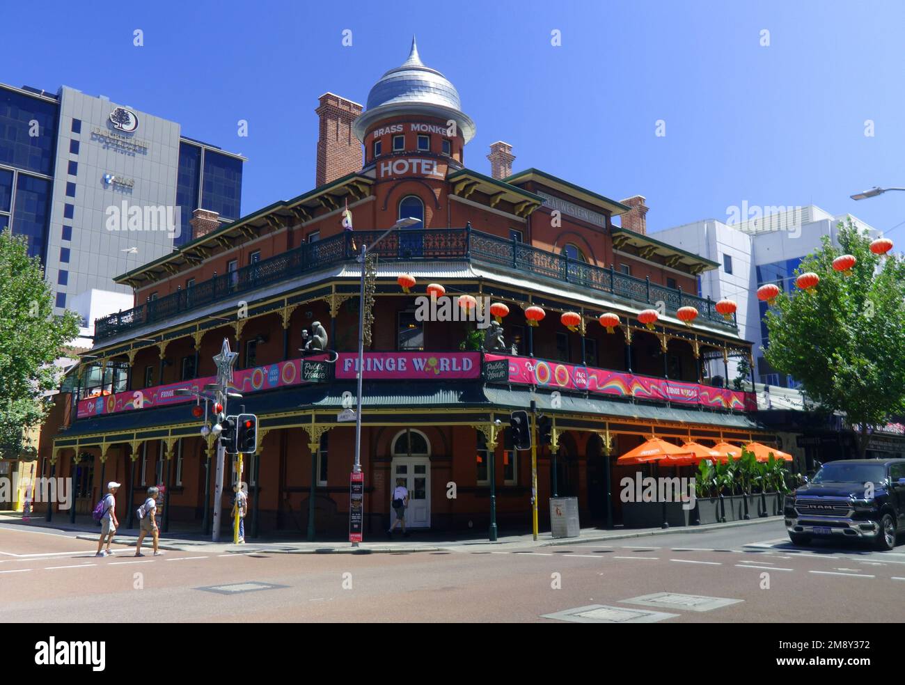 Brass Monkey Hotel, cnr James and William streets, Northbridge, Perth, Western Australia. No MR or PR Stock Photo