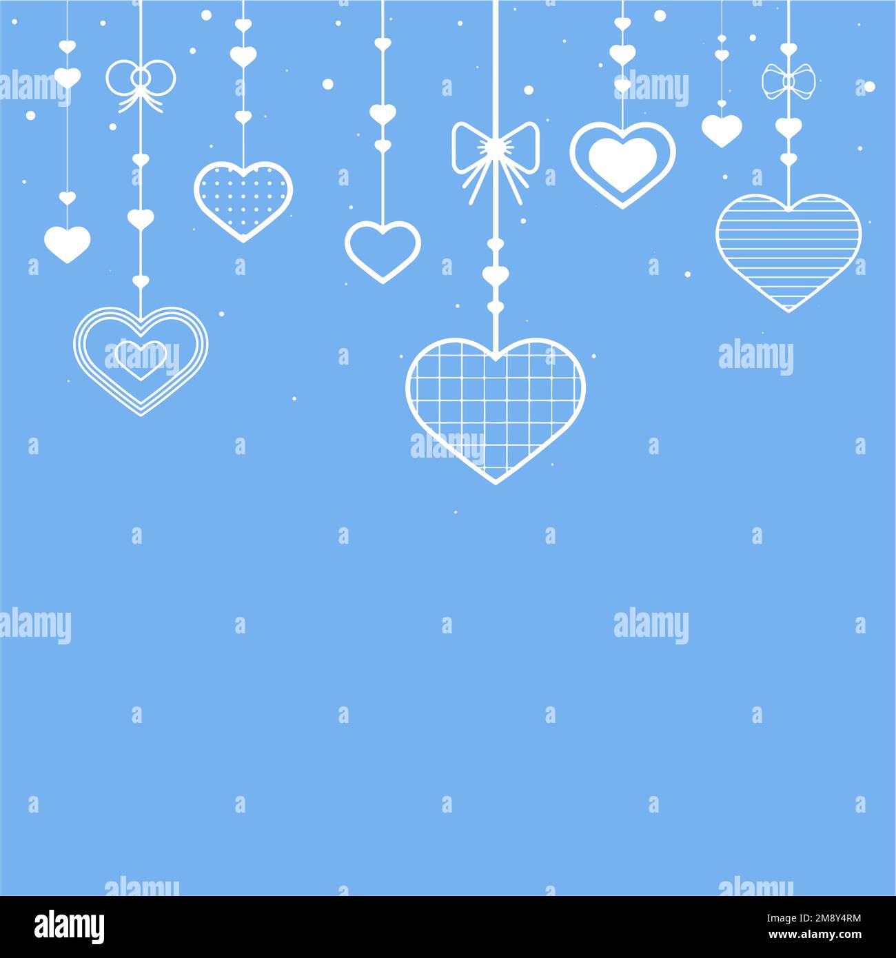 Hanging hearts blue background vector Stock Vector