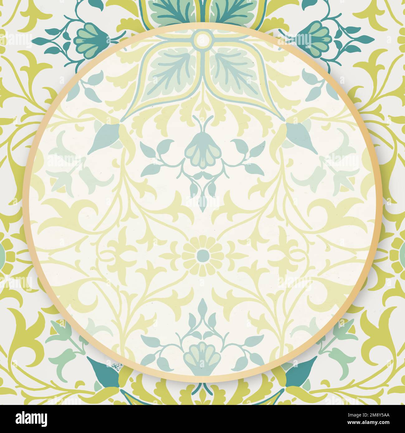 Round antique floral frame vector design space Stock Vector