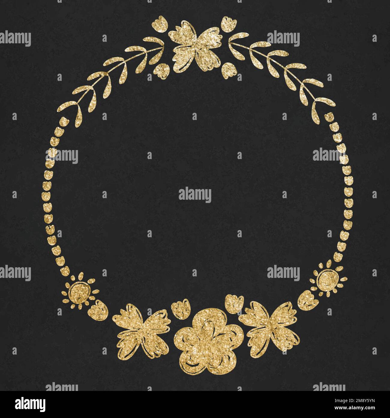 Vector floral wreath frame gold effect Stock Vector