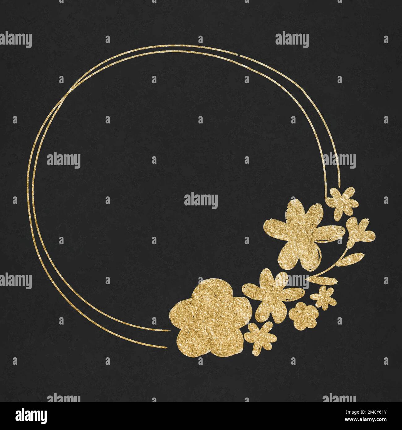Vector floral wreath frame gold effect Stock Vector
