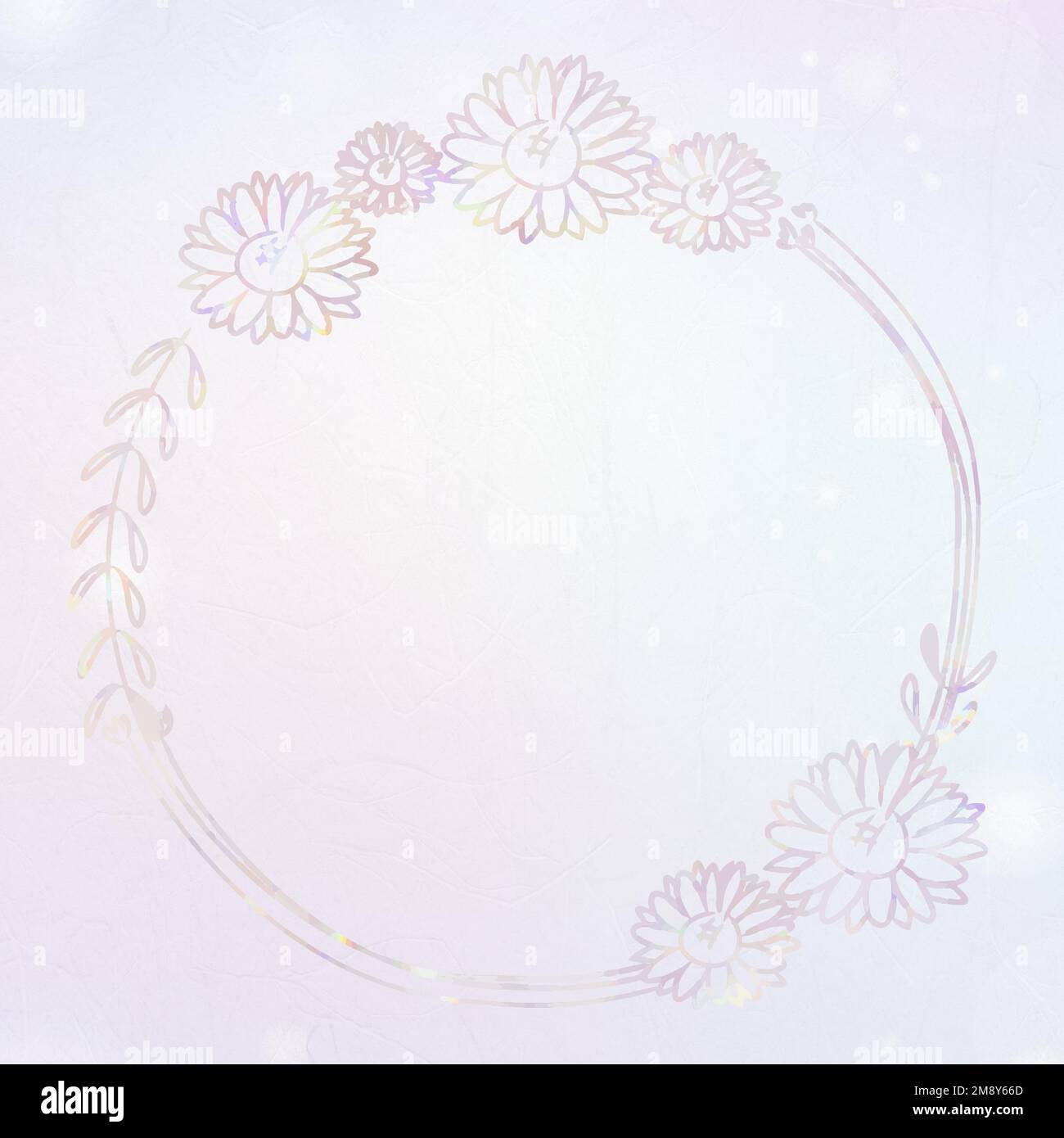 Vector floral wreath frame holography effect Stock Vector Image & Art ...