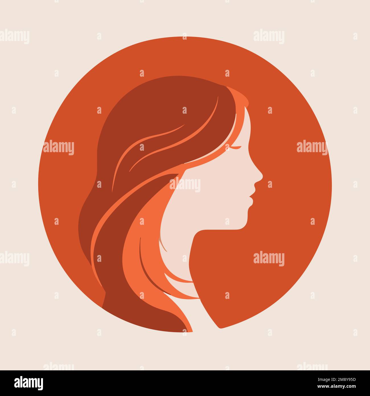 Generic profile image for Caucasian woman in an orange color style Stock Vector