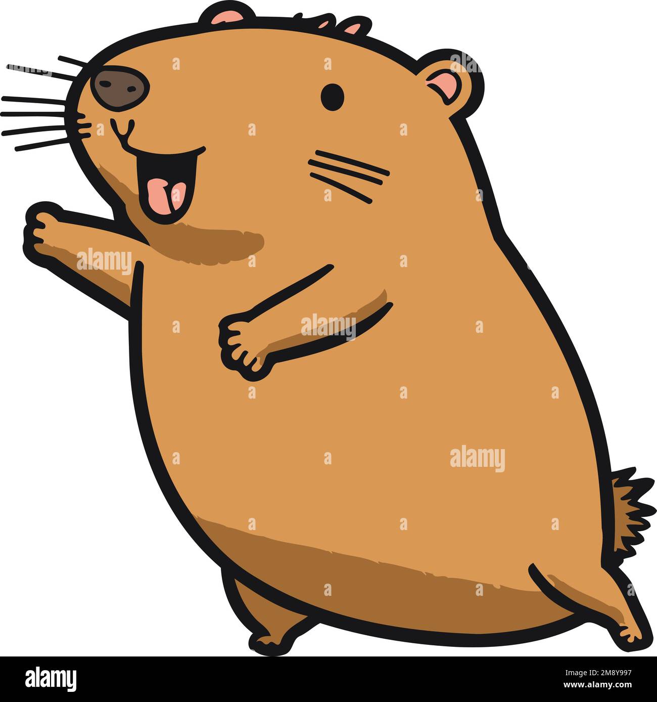 Minimalist illustration of a cute little baby capybara being sweet Stock Vector