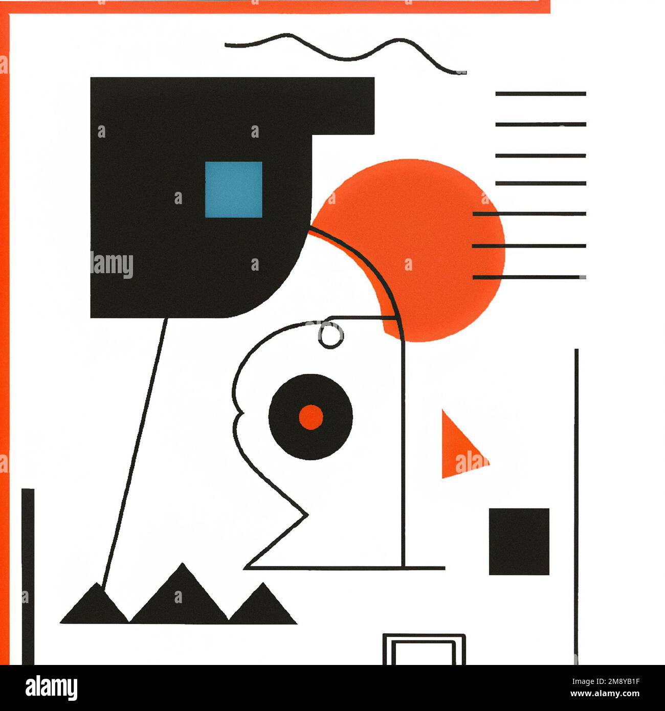 An abstract digital illustration of triangles, curves and lines on a ...