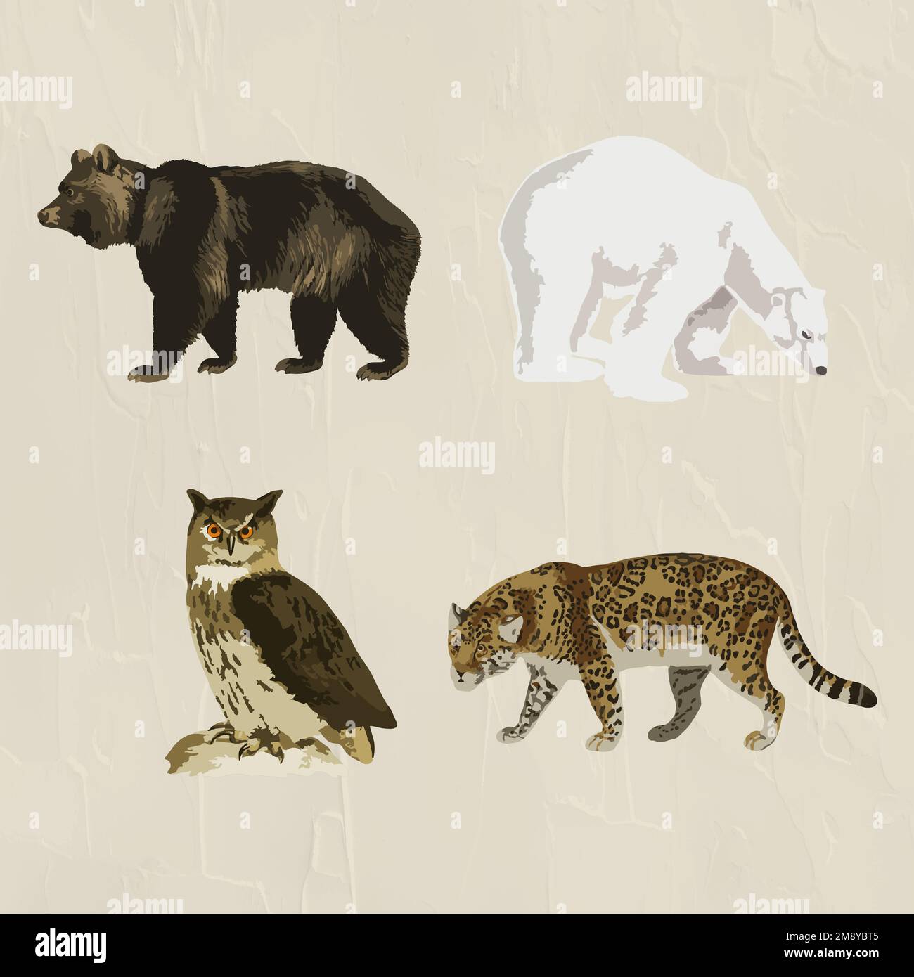 Vectorized mix vintage animals sticker design resource Stock Vector ...