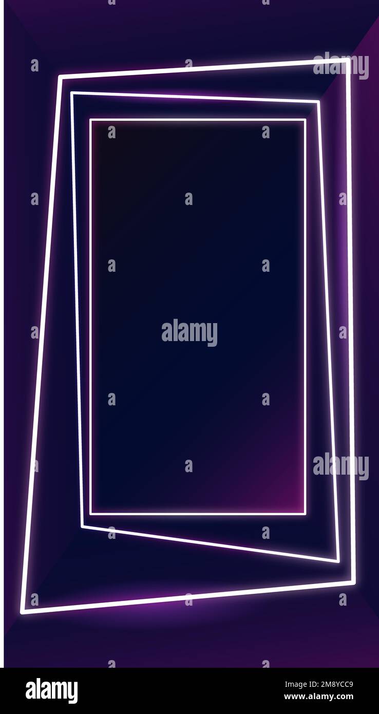 Glowing pink neon frame on a social story template vector Stock Vector ...