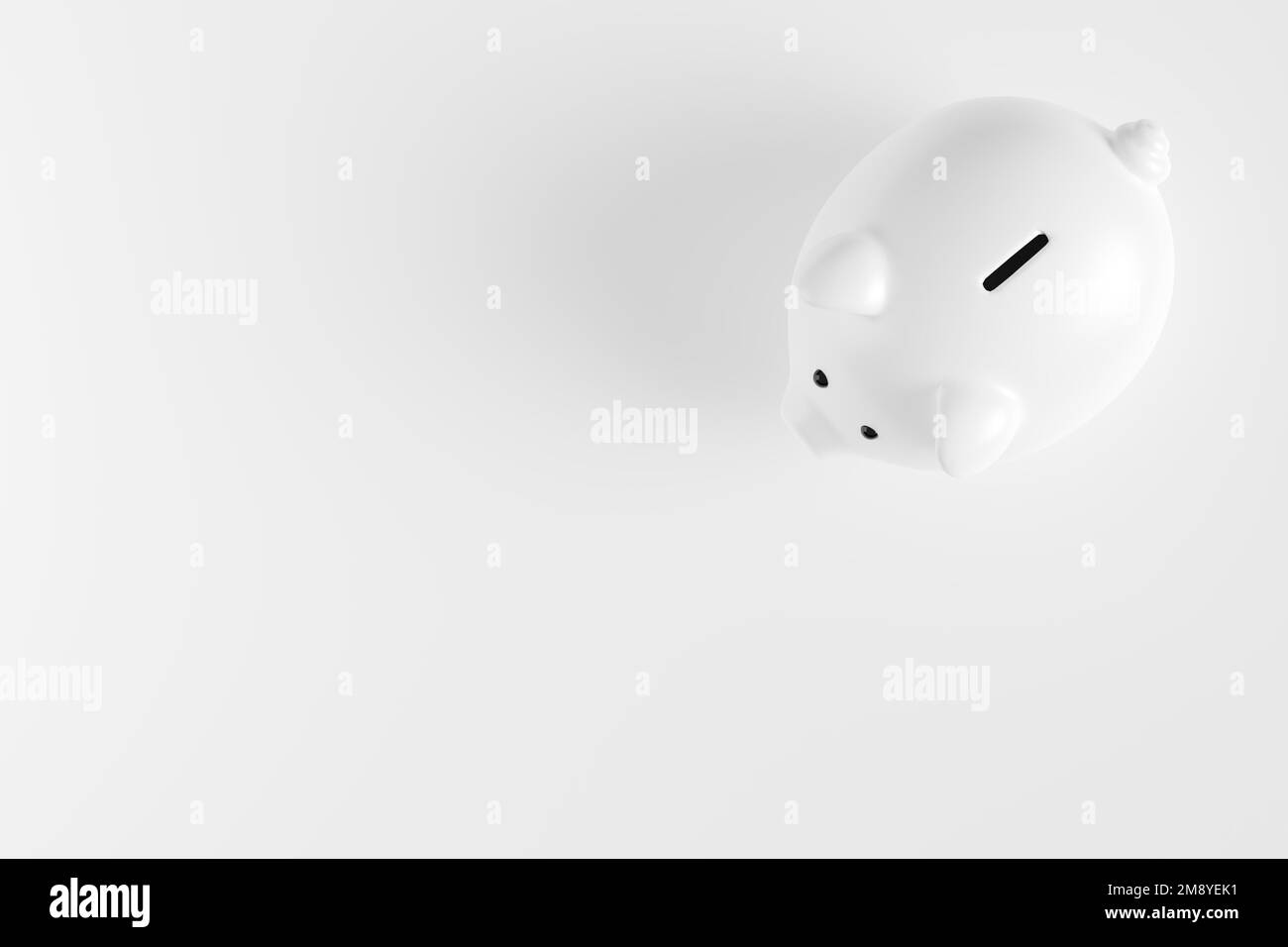White piggy bank on isolated white background. Saving money, investment ...
