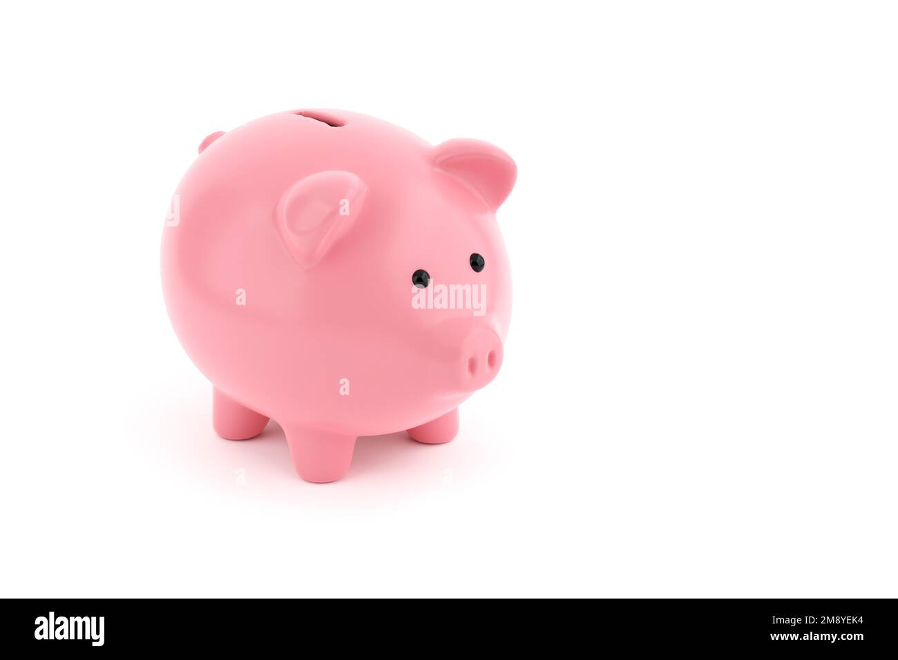 Pink piggy bank on isolated white background. Saving money, investment, financial growth concept. Financial planning for the future. 3D rendering. Stock Photo