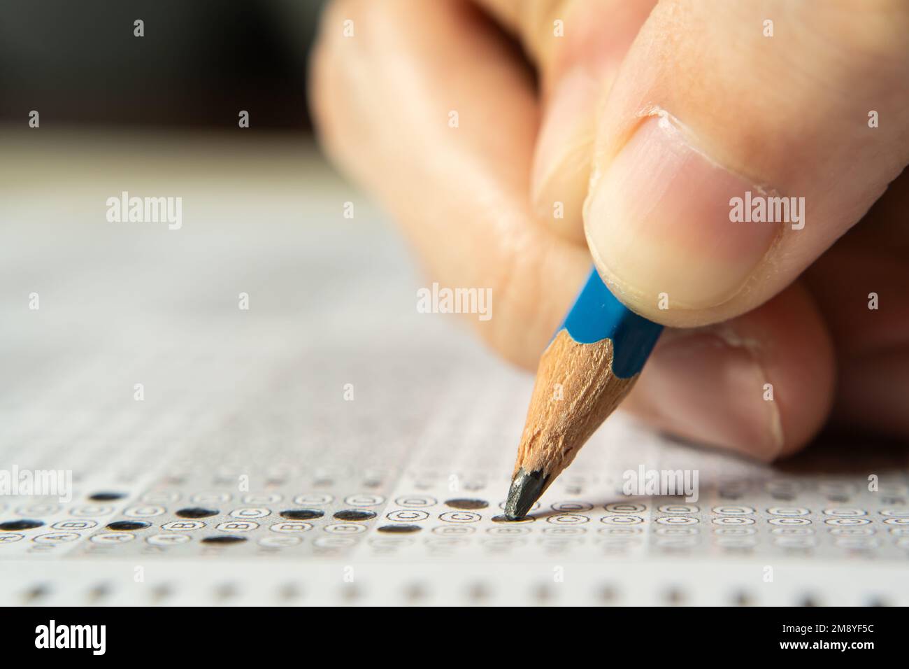 Taking an exam with 2B pencil Stock Photo