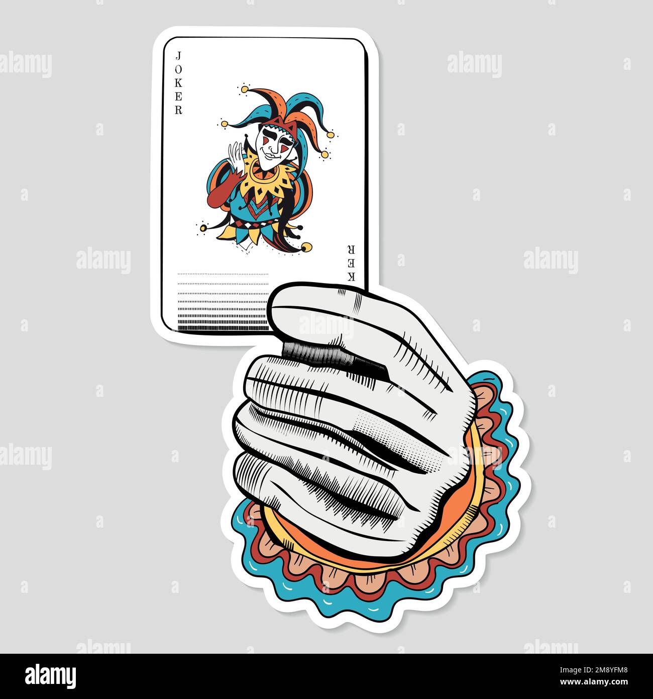 Joker card holding hand vector illustration Stock Vector Image & Art