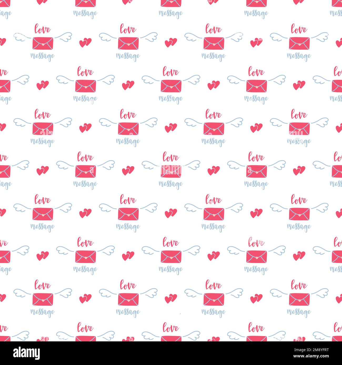 Valentines day vector seamless pattern. Doodle hand drawn illustration ...