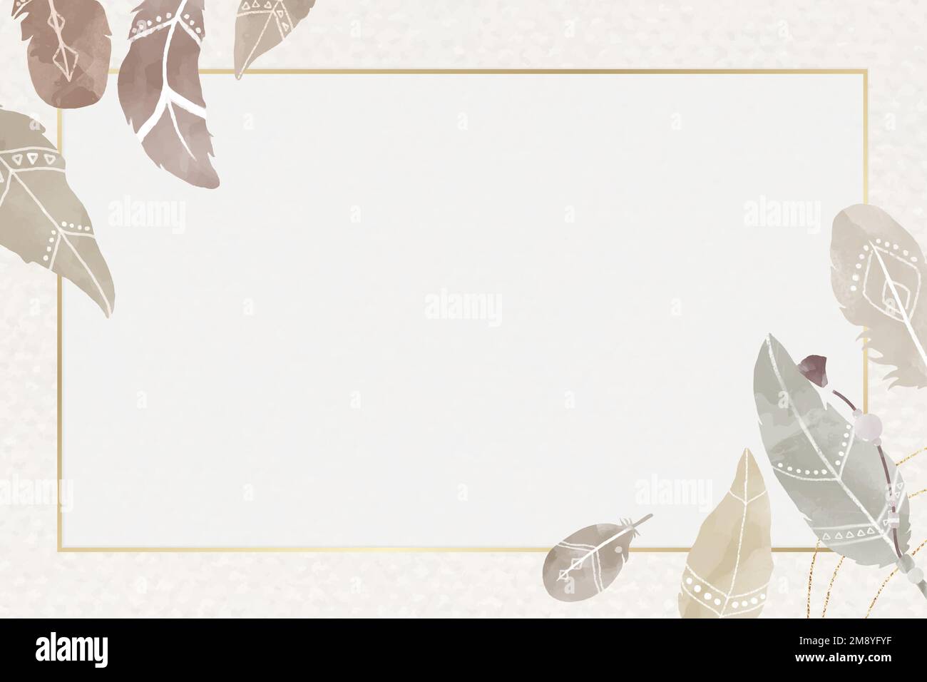 Watercolor feather frame vector Boho style Stock Vector Image & Art - Alamy