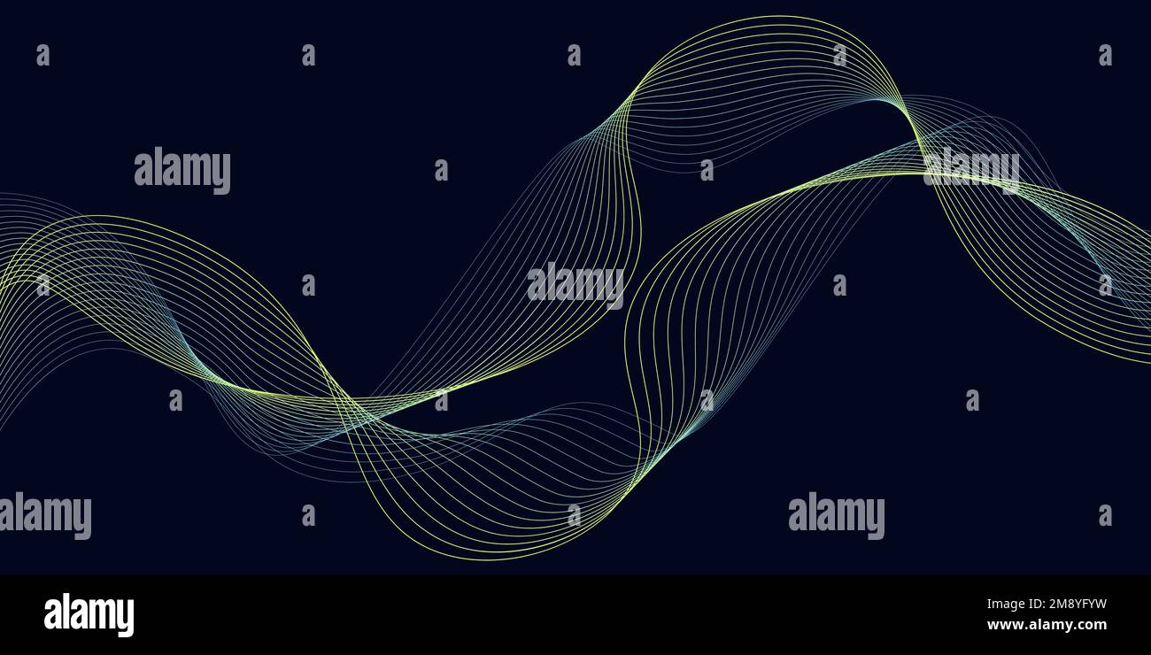 Vector abstract dark blue background with yellow blue line gradient ...