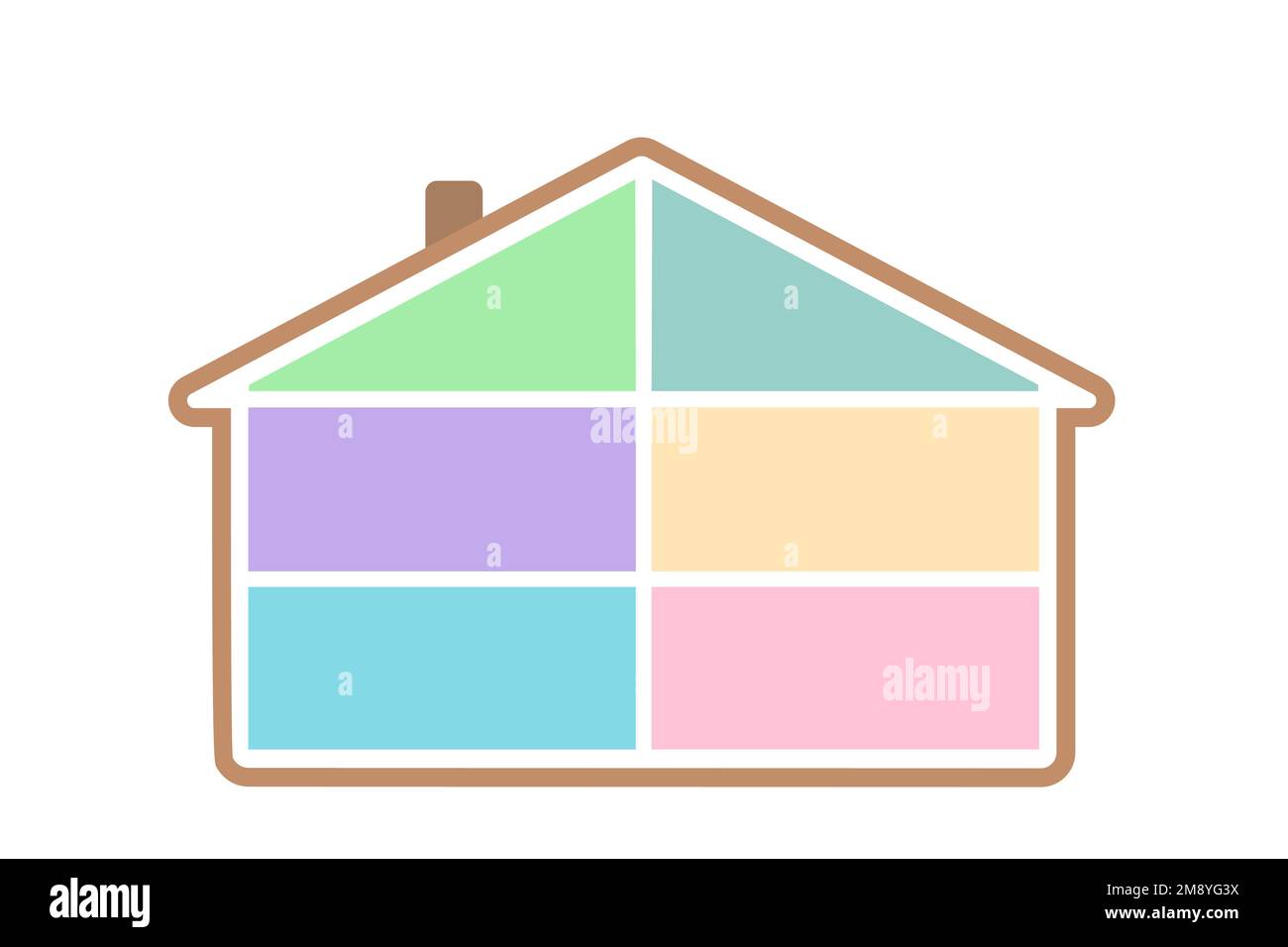 Dollhouse with empty place for rooms, in cross section Stock Vector