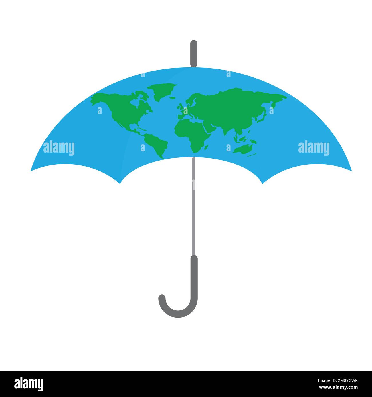 Umbrella with Earth map on it Stock Vector