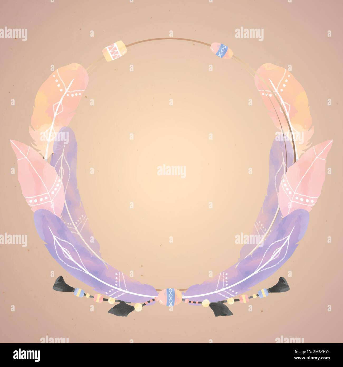 Round Bohemian style frame vector Stock Vector