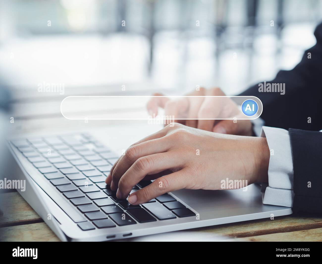 AI searching concept. Data search optimization by artificial