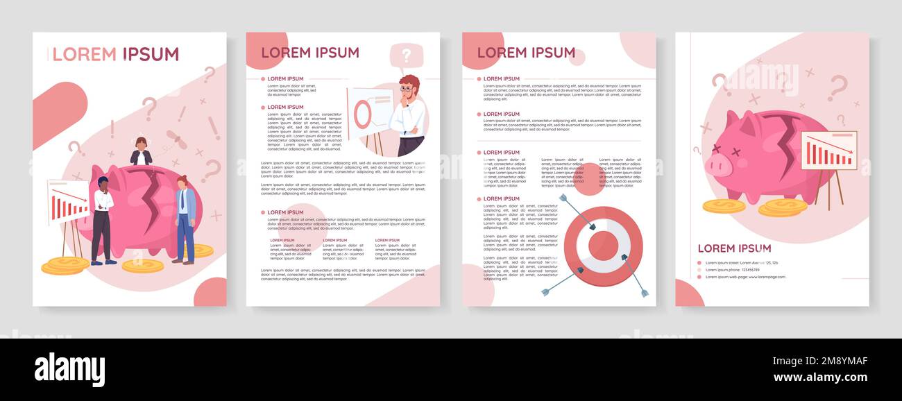 Business budget fail flat vector brochure template Stock Vector