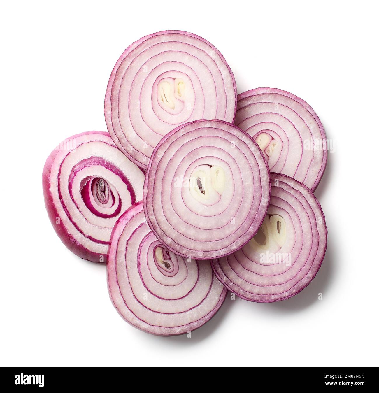 sliced red onion isolated on white background, top view Stock Photo - Alamy