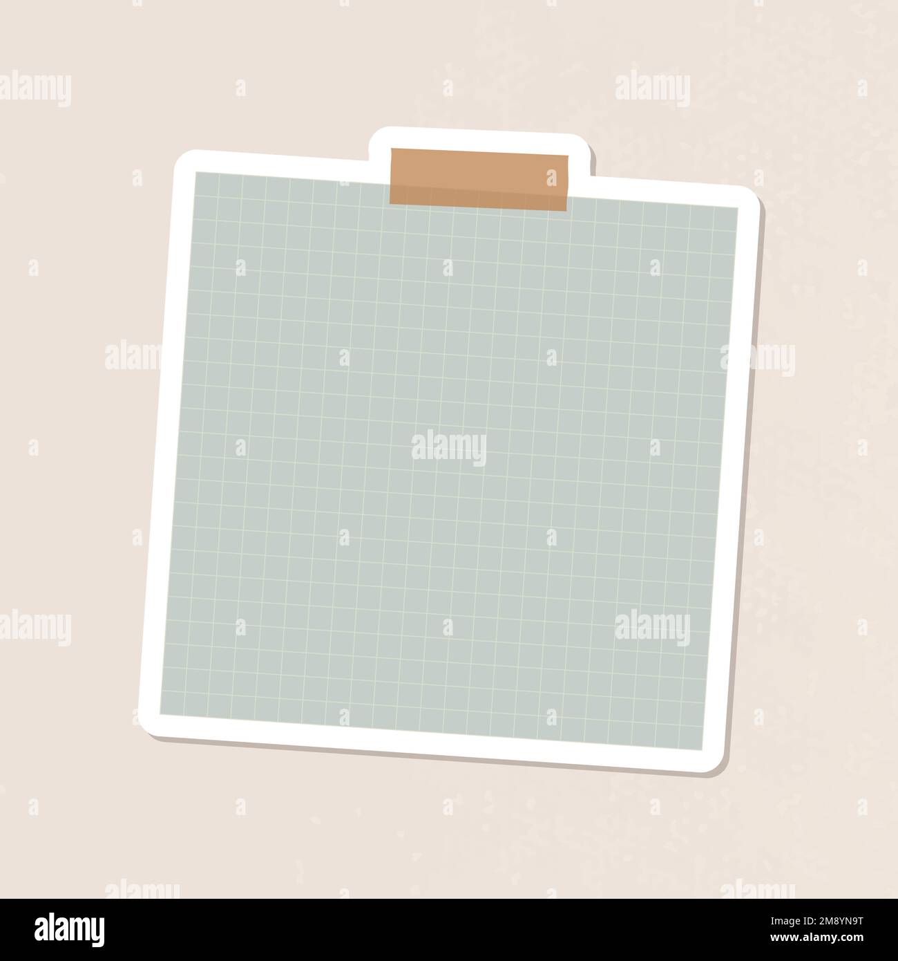 Sage green grid notepaper journal sticker vector Stock Vector Image