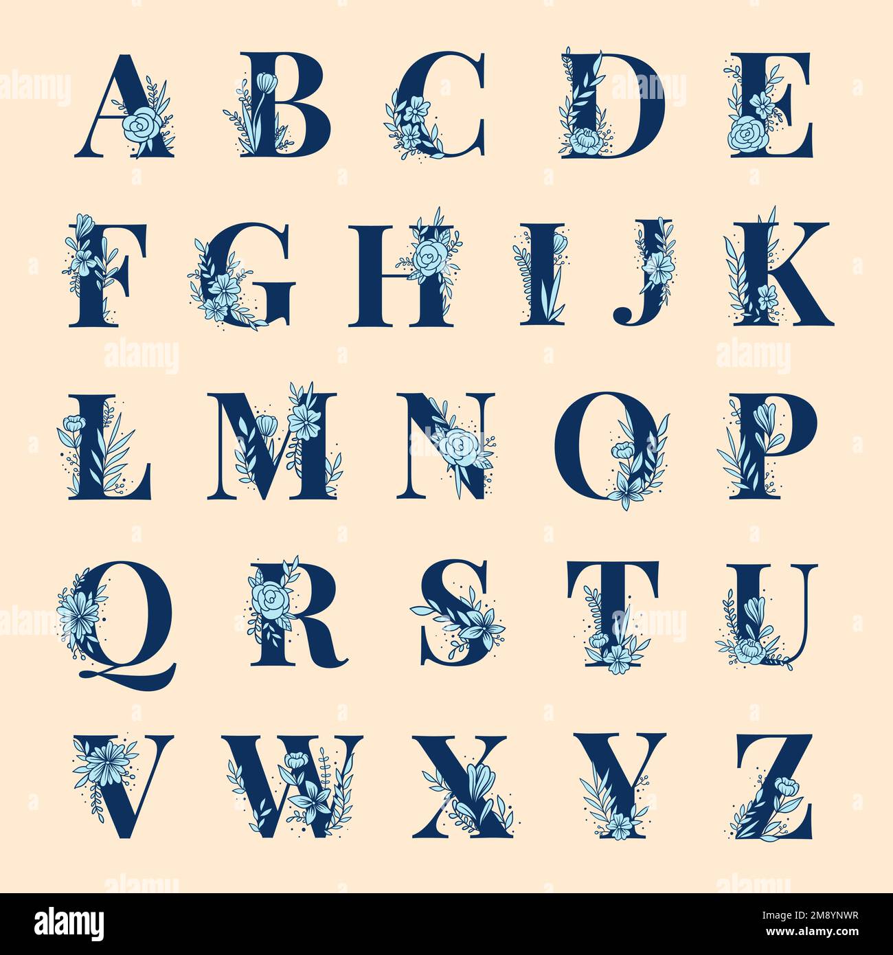 Floral alphabet font typography vector Stock Vector Image & Art Alamy