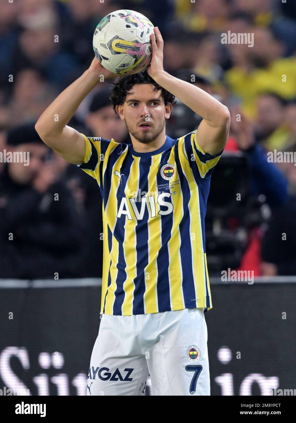 ISTANBUL, TURKEY - MAY 8: Emirhan İlkhan of Besiktas JK and Ferdi Kadıoglu  of Fenerbahce SK battle for possession during the Turkish Super Lig match  between Besiktas JK and Fenerbahce SK at