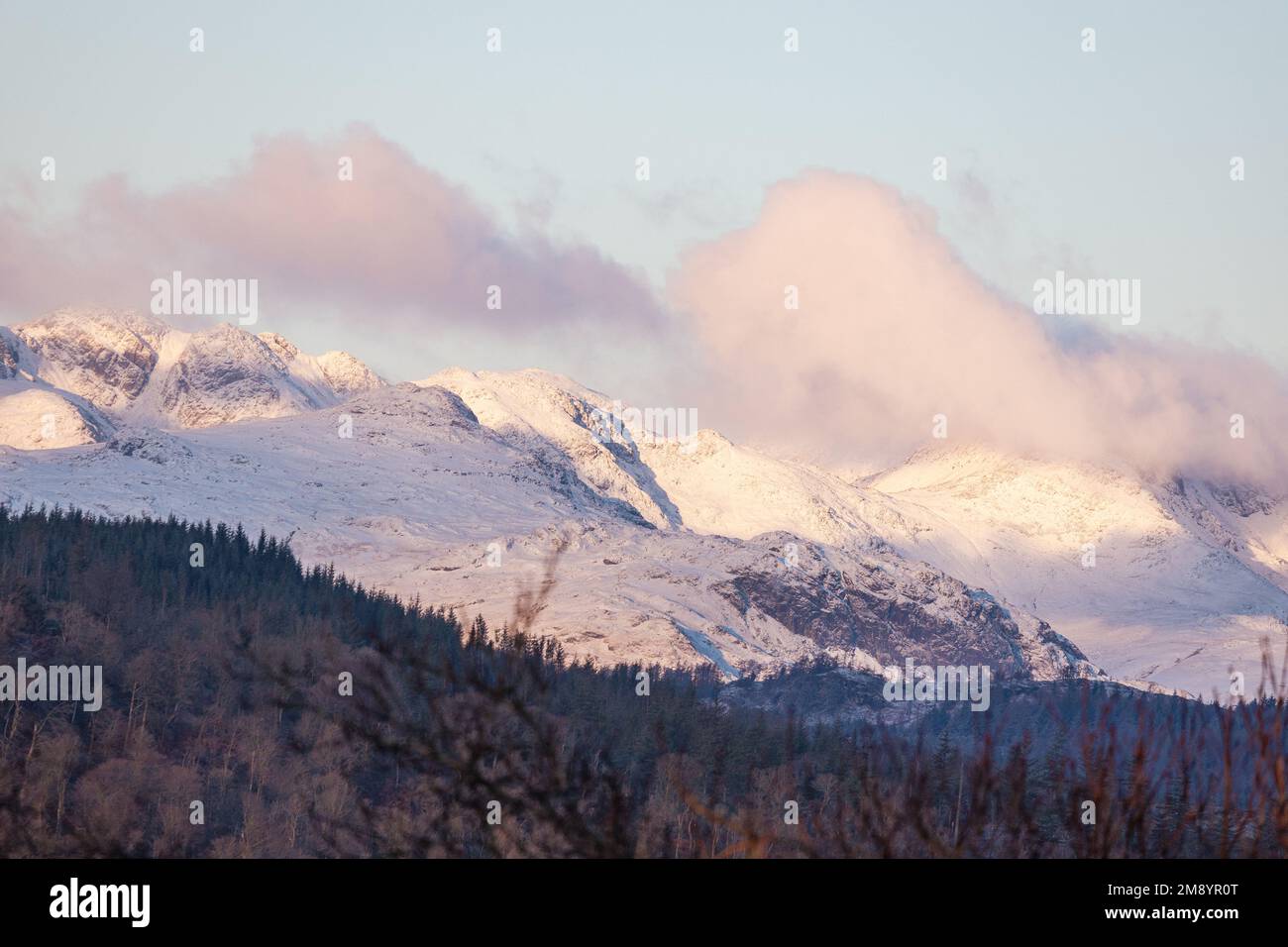 Lake Windermere Cumbria 16th January 2023 .UK Weather Overnight snow on
