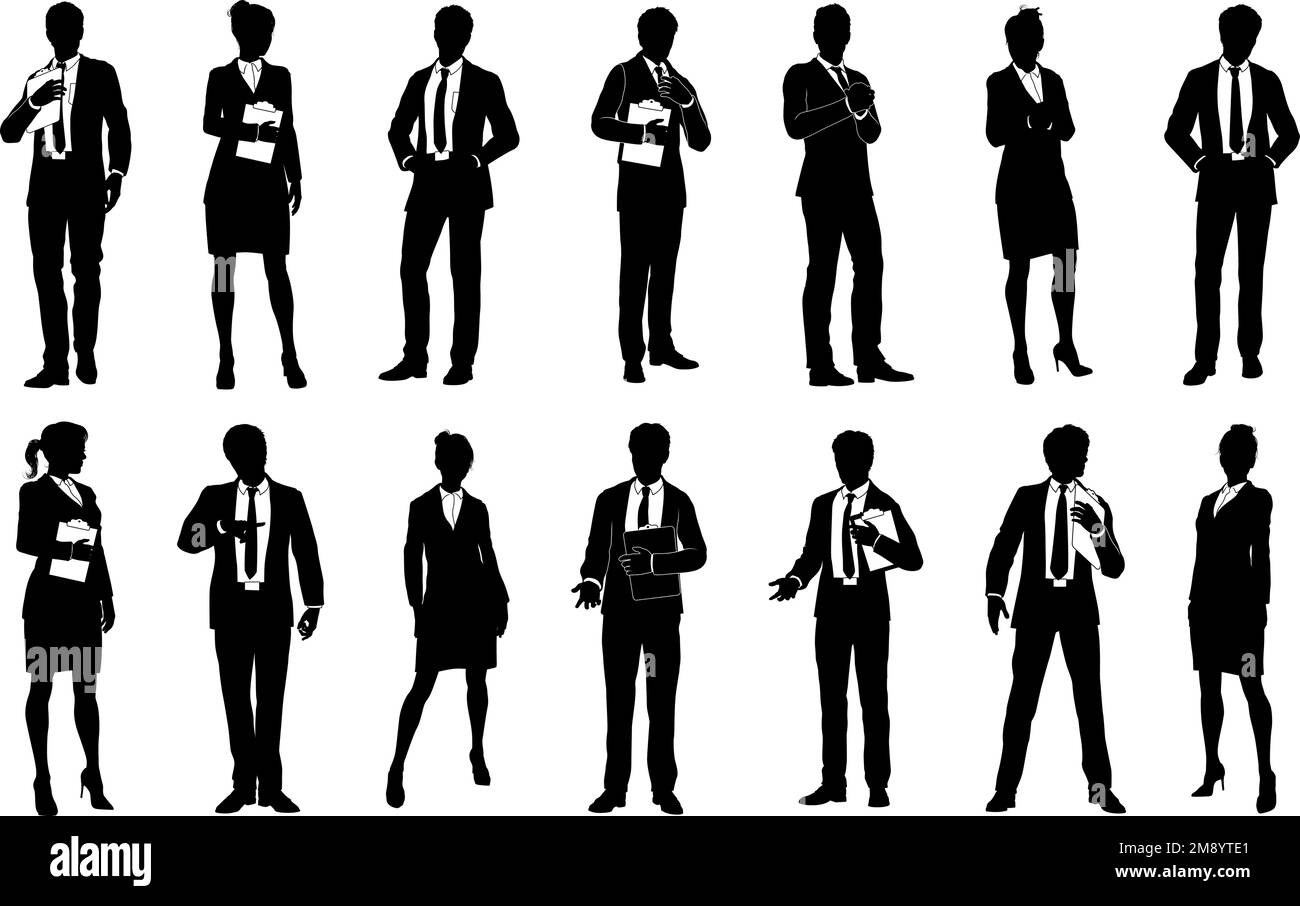Business People Women and Men Silhouette Set Stock Vector Image & Art ...