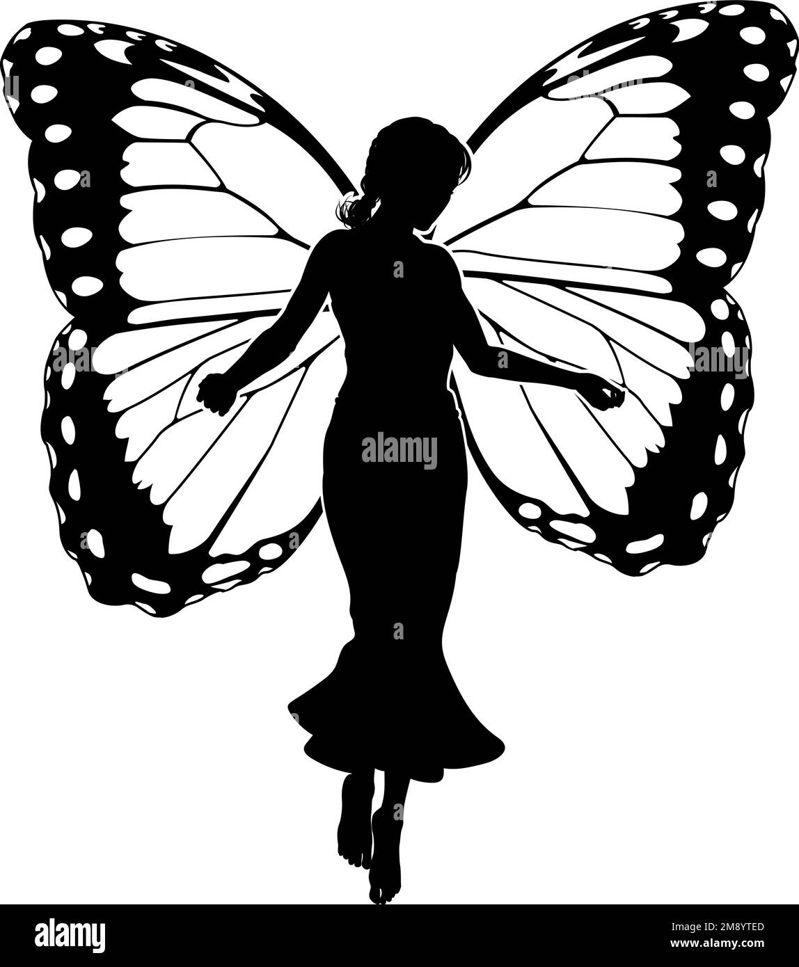 A Fairy in Silhouette With Butterfly Wings Stock Vector Image & Art - Alamy