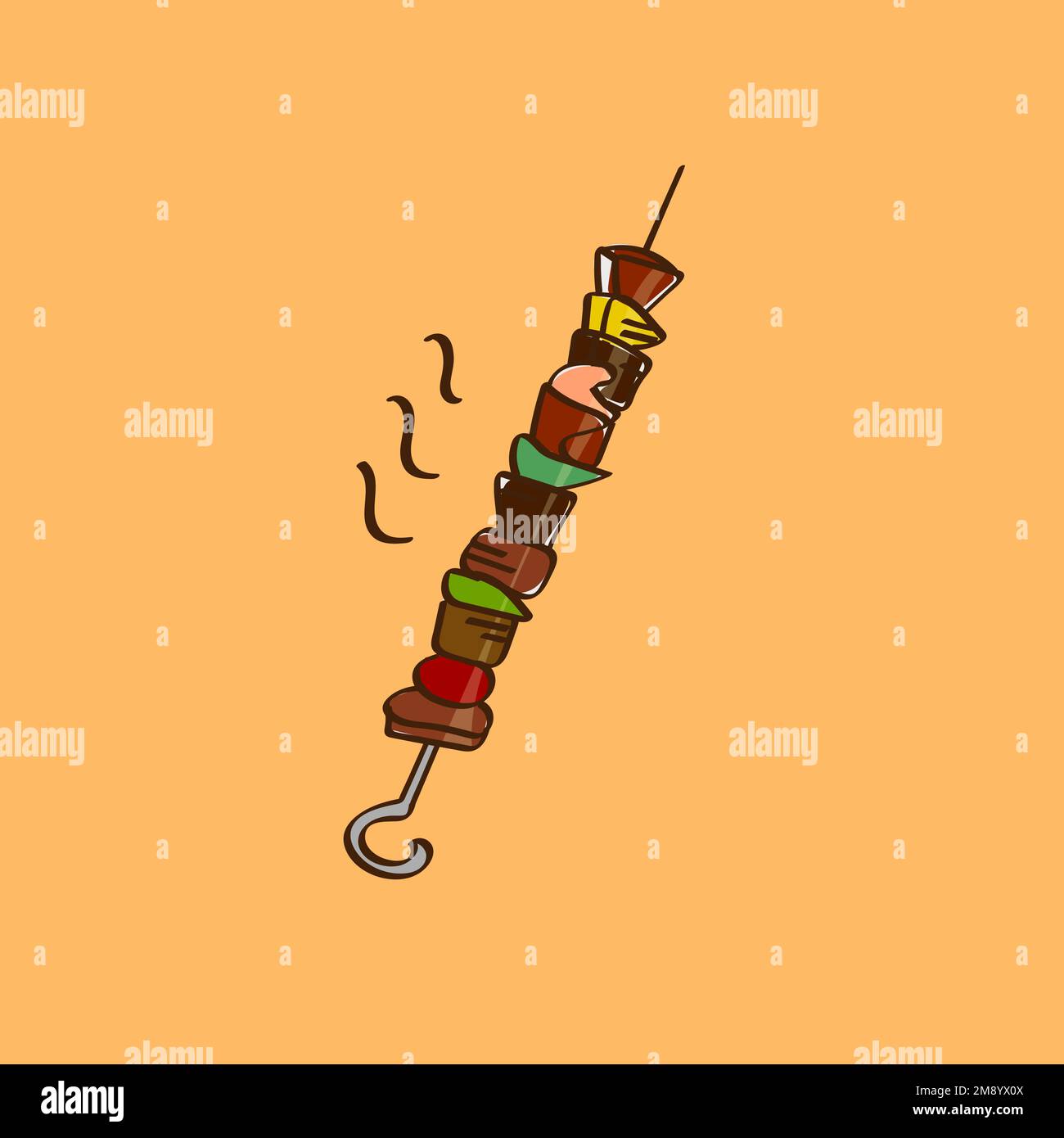 Hand drawn barbecue on a skewer vector Stock Vector